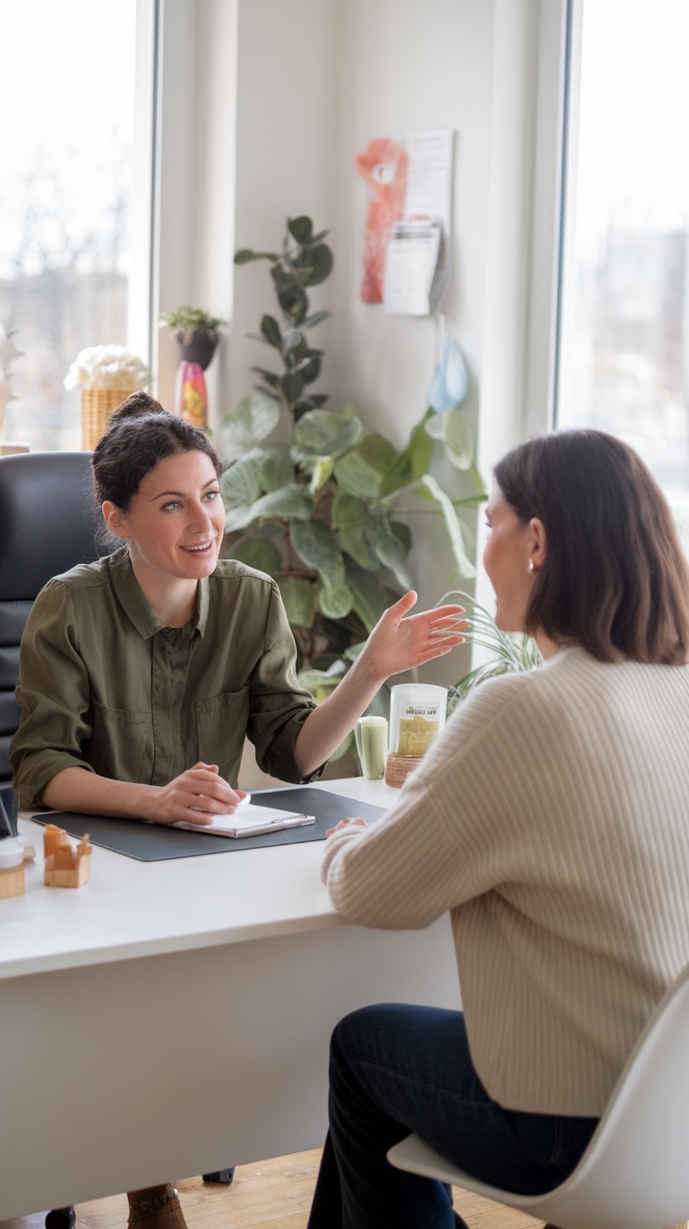 A nutritionist consulting with a client about gut health.